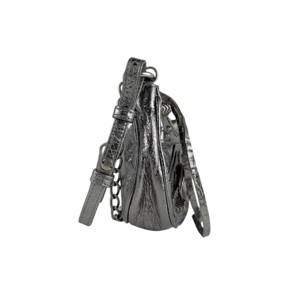 Balenciaga Shoulder Silver Leather Bag Lucagol